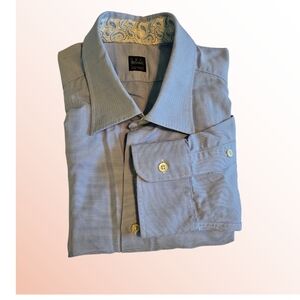 Ike Behar Textured Blue Striped Dress Shirt